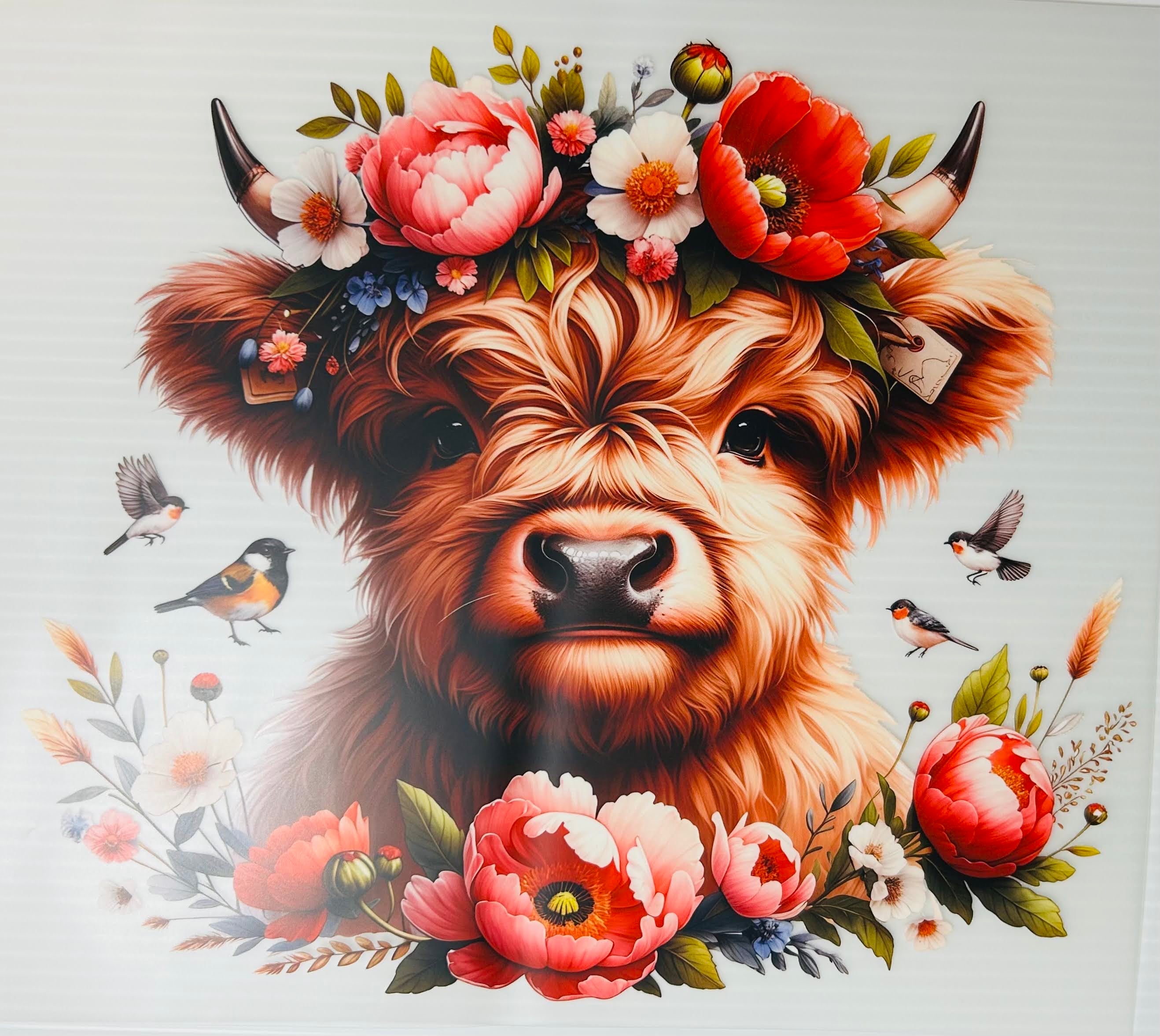 Birdie floral cow