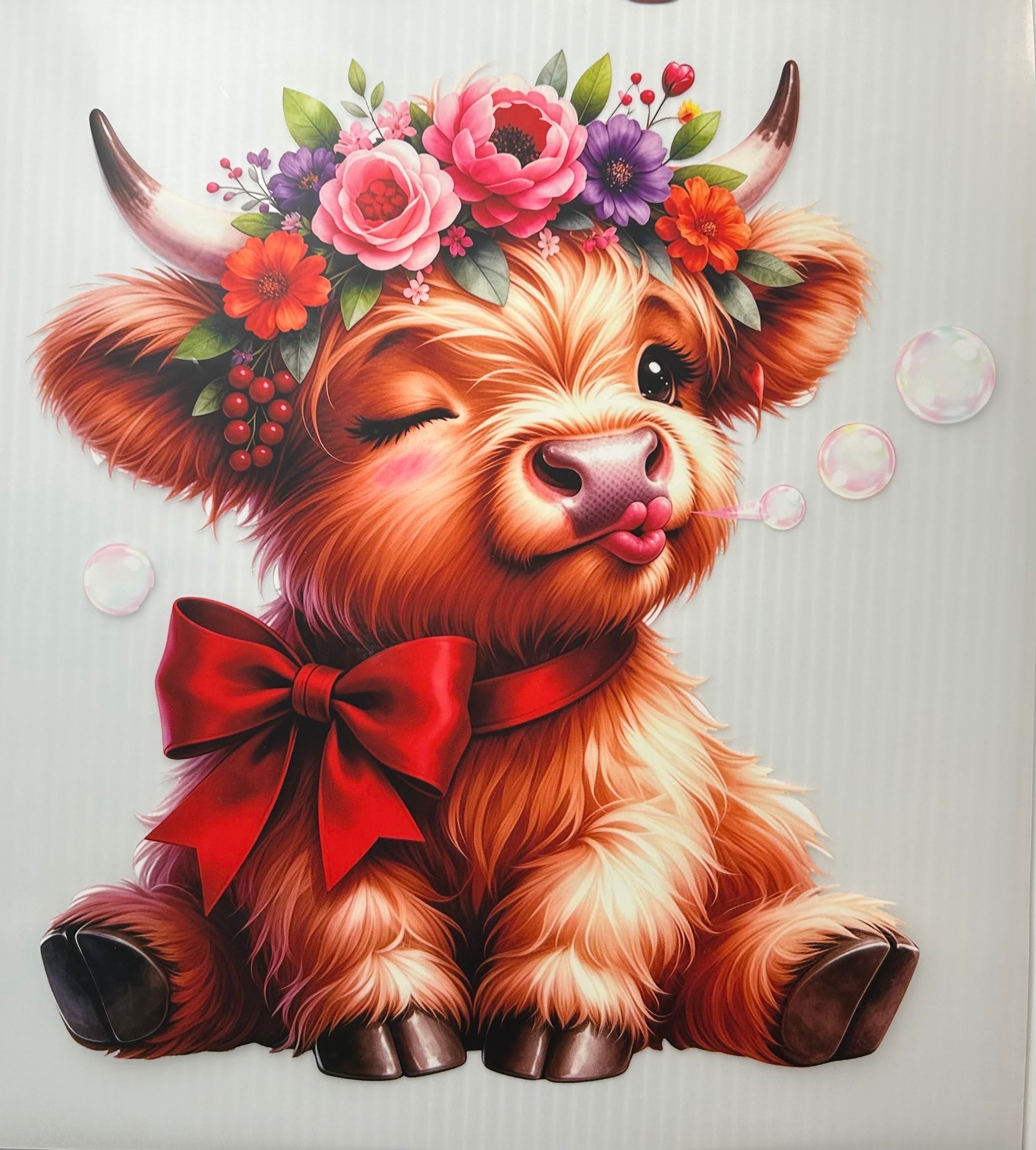 cow blowing bubbles