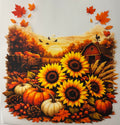 Autumn pumpkins & sunflowers