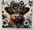 Cow with black & white bow