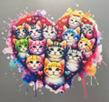 Cats Neon Heart