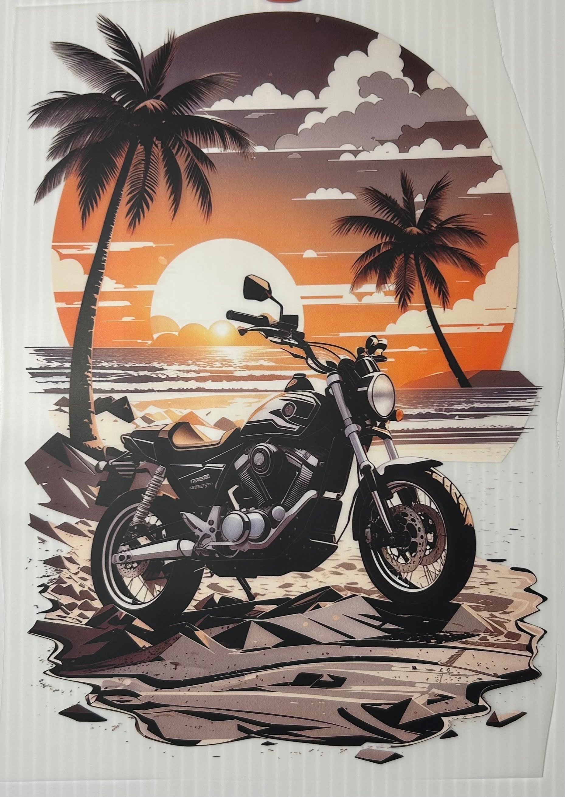 Motorcycle sunset view