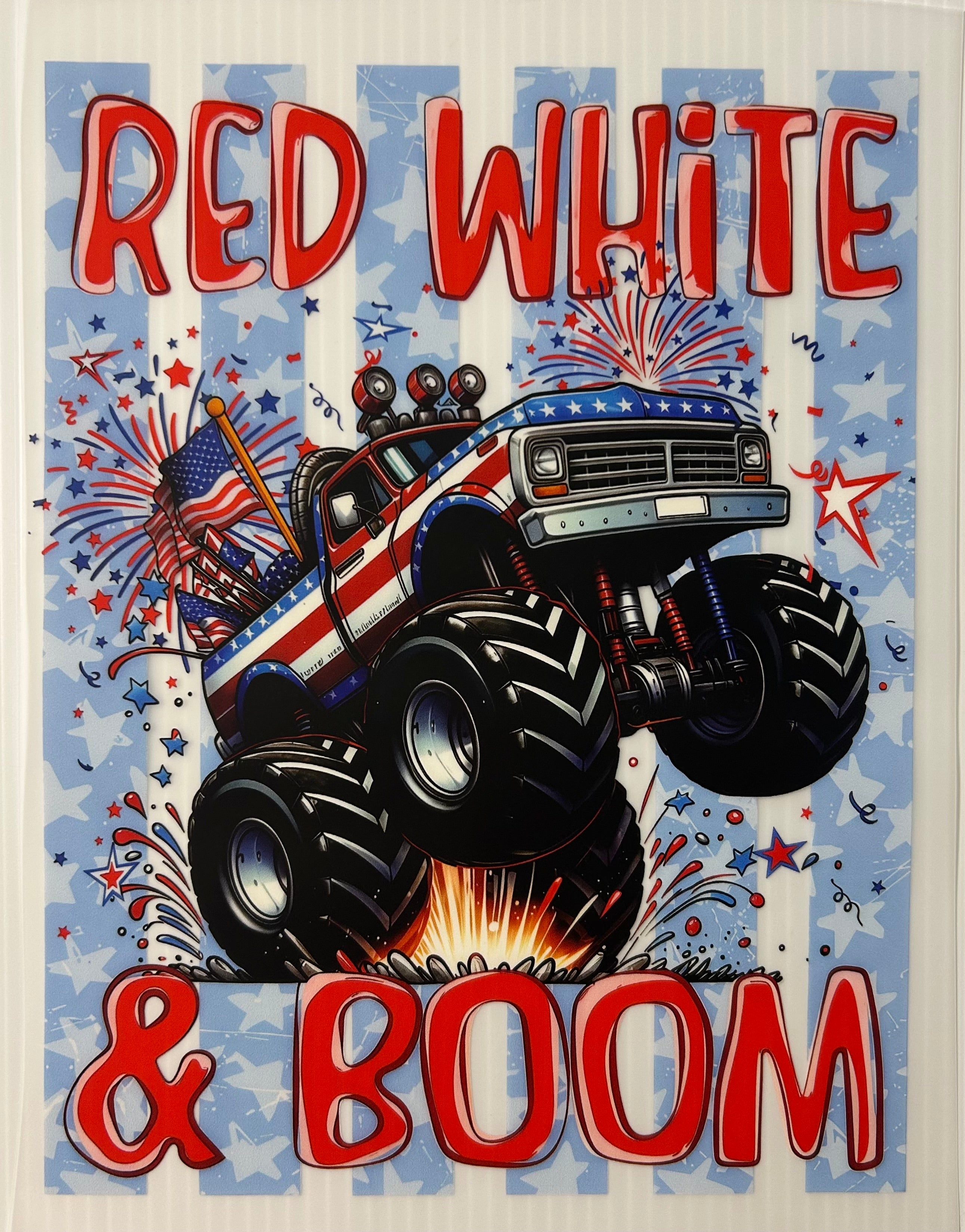 Red White Boom Monster Truck