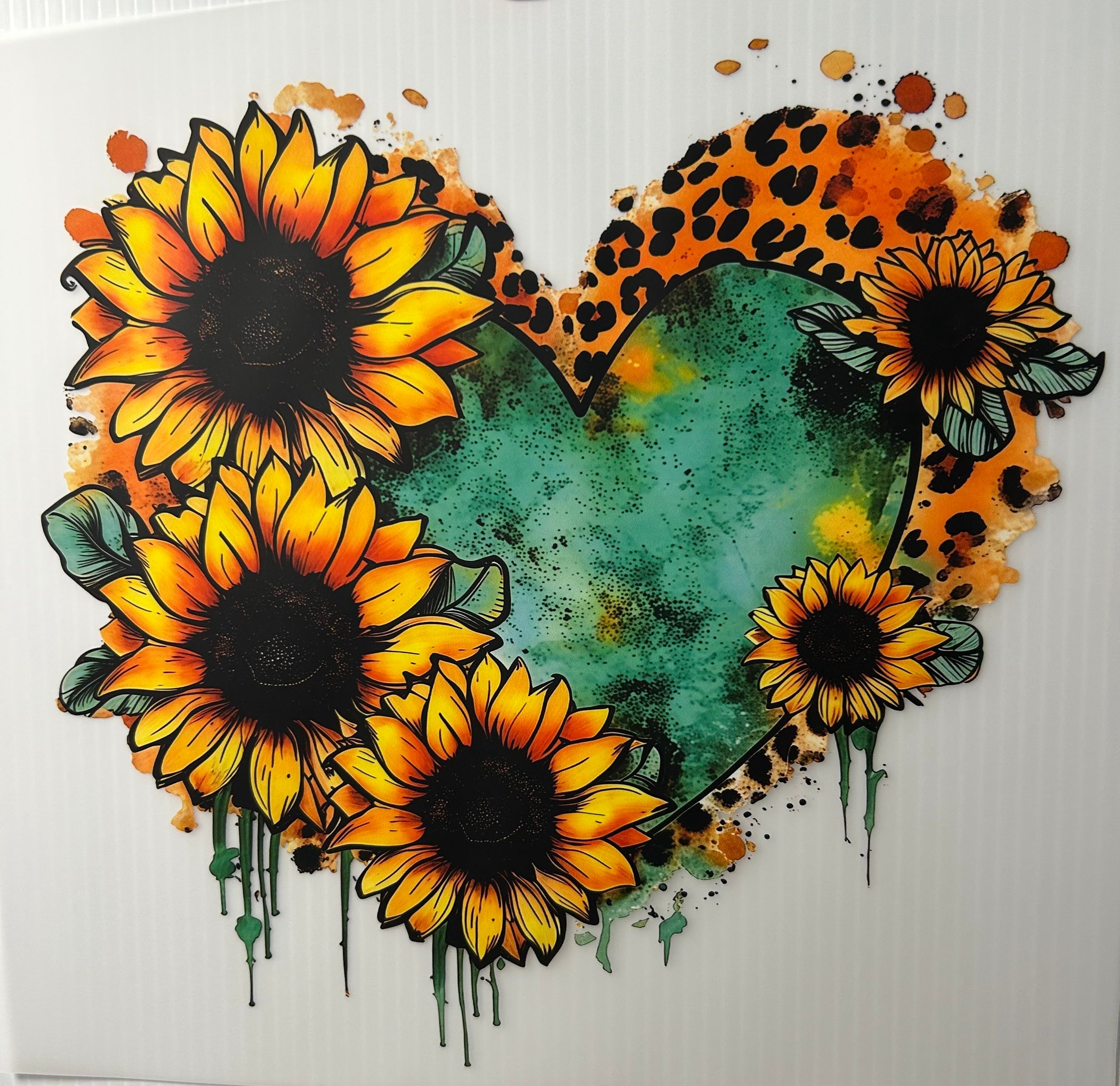 Sunflower teal heart