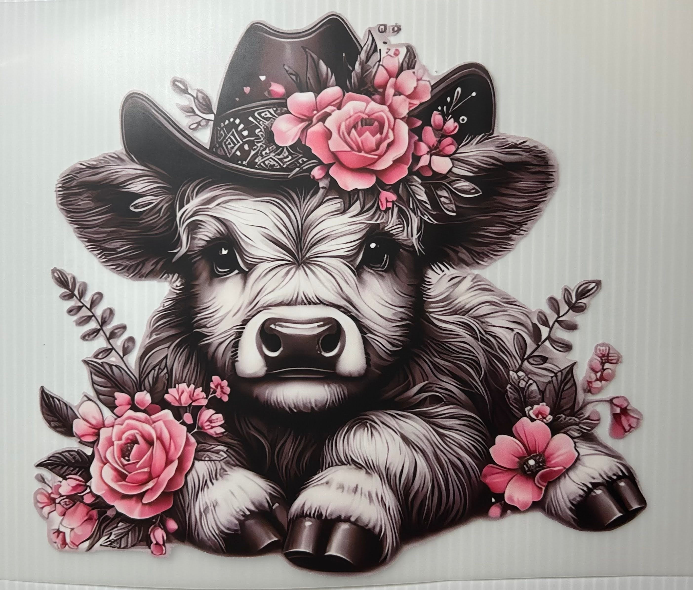 Cow w/ floral cowboy hat