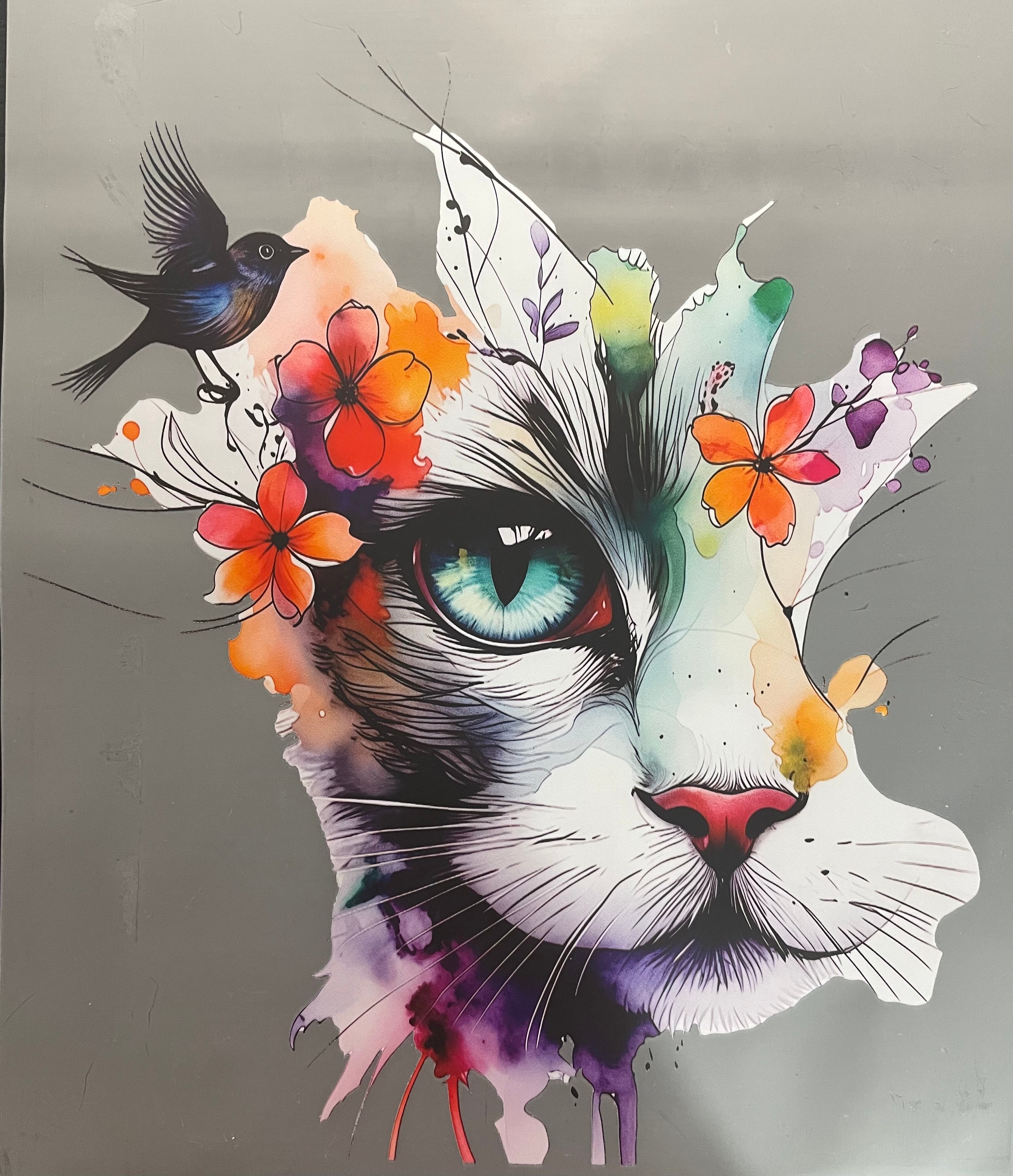 Water paint cat