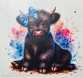 Black cow blue bow