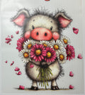Piggy w/ floral bouquet
