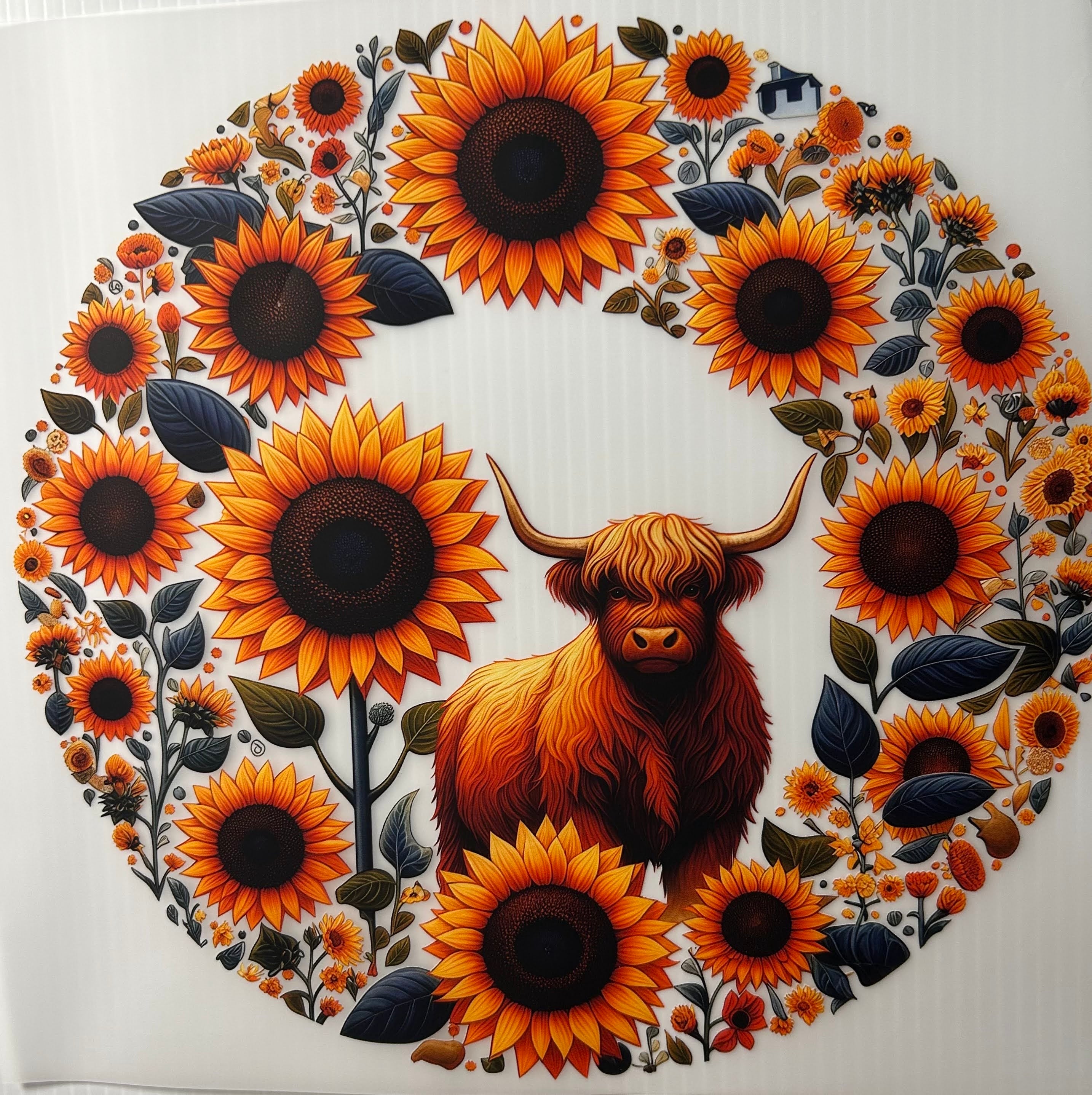 Highland cow sunflower wreath