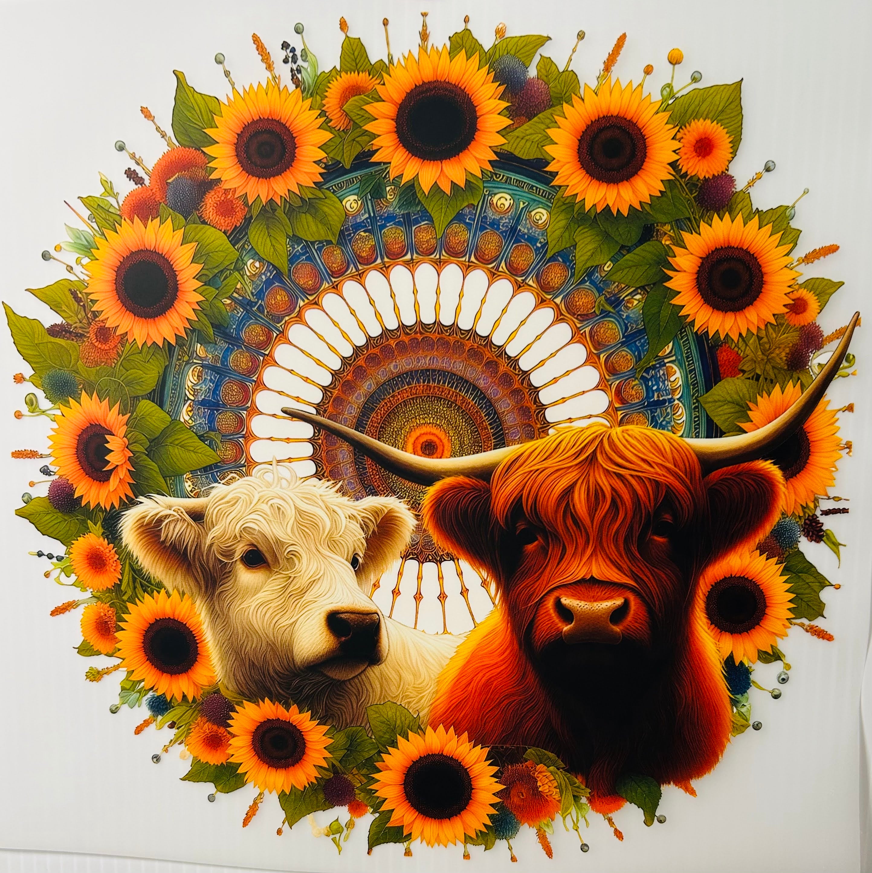 Cow sunflower circle